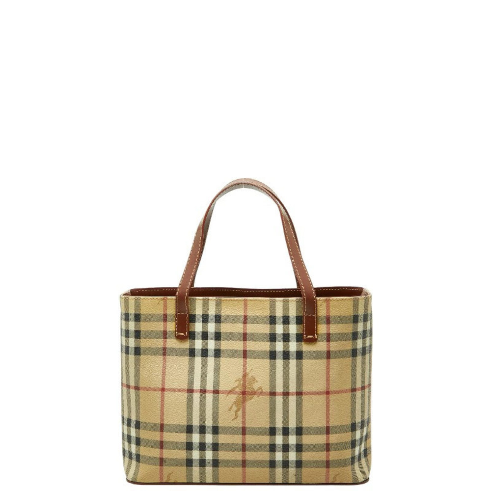 Burberry Nova Check Shadow Black Horse Handbag Beige Multicolor Leather